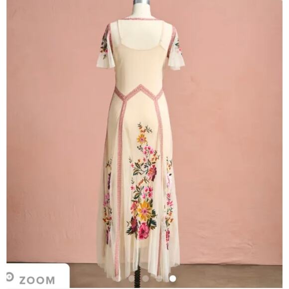 Sundance Cream Garden Soirée Embroidered Dress Maxi Dress Size SP - Picture 12 of 12